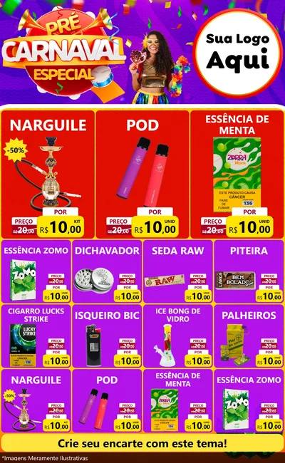 Modelo de Encarte para Encarte Grande com o tema Pré-Carnaval Especial para Tabacaria