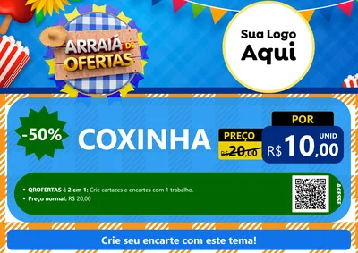 Modelo de Cartaz para Cartaz A4 Horizontal com o tema Arraiá de Ofertas para Salgadaria