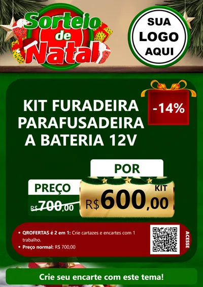 Modelo de Cartaz para Cartaz A4 Vertical com o tema Sorteio de Natal para Maquinas e Ferramentas