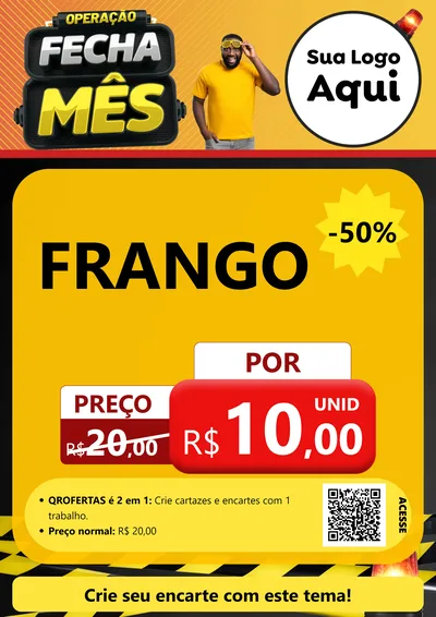 Modelo de Cartaz para Cartaz A4 Vertical com o tema Operação Fecha Mês para Assados