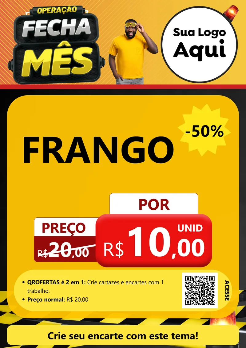 Modelo de Cartaz para Cartaz A4 Vertical com o tema Operação Fecha Mês para Assados