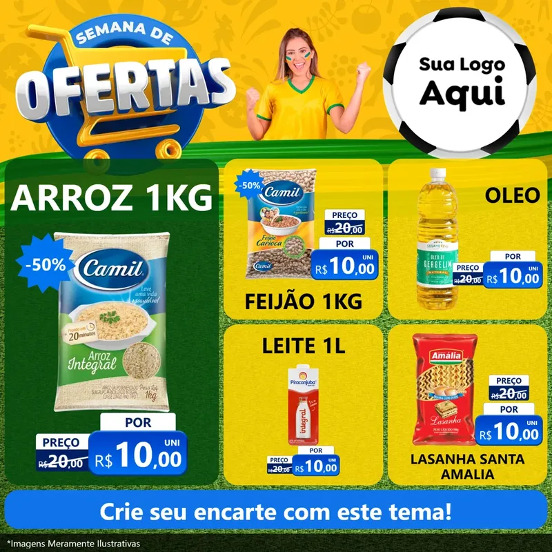 Modelo de Rede Social para Feed Facebook com o tema Semana de Ofertas - Copa para Supermercado