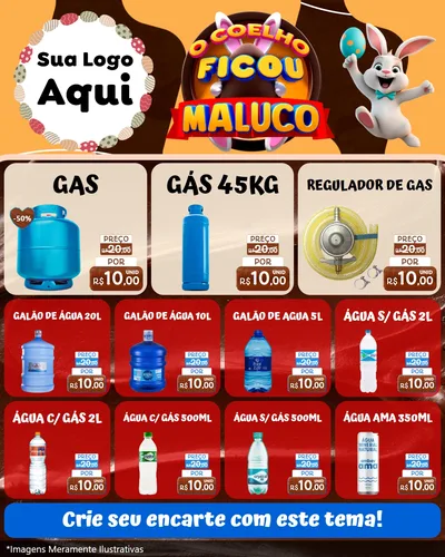 Modelo de Rede Social para Feed Instagram com o tema O Coelho Ficou Maluco - Páscoa para Água e gás