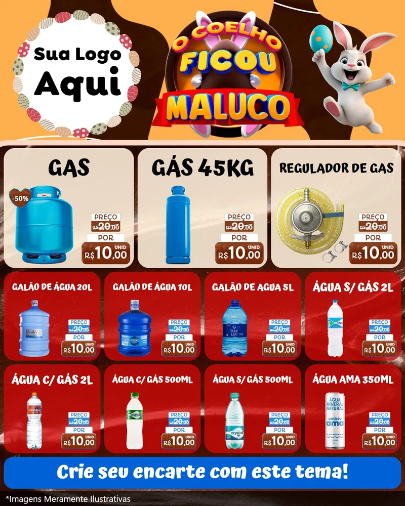 Modelo de Rede Social para Feed Instagram com o tema O Coelho Ficou Maluco - Páscoa para Água e gás