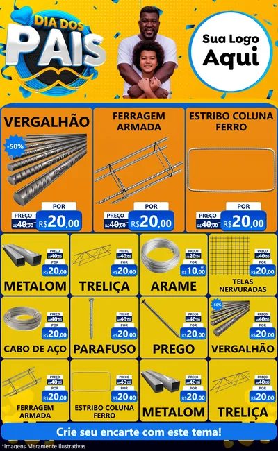Modelo de Encarte para Encarte Grande com o tema Dia dos Pais para Ferragens