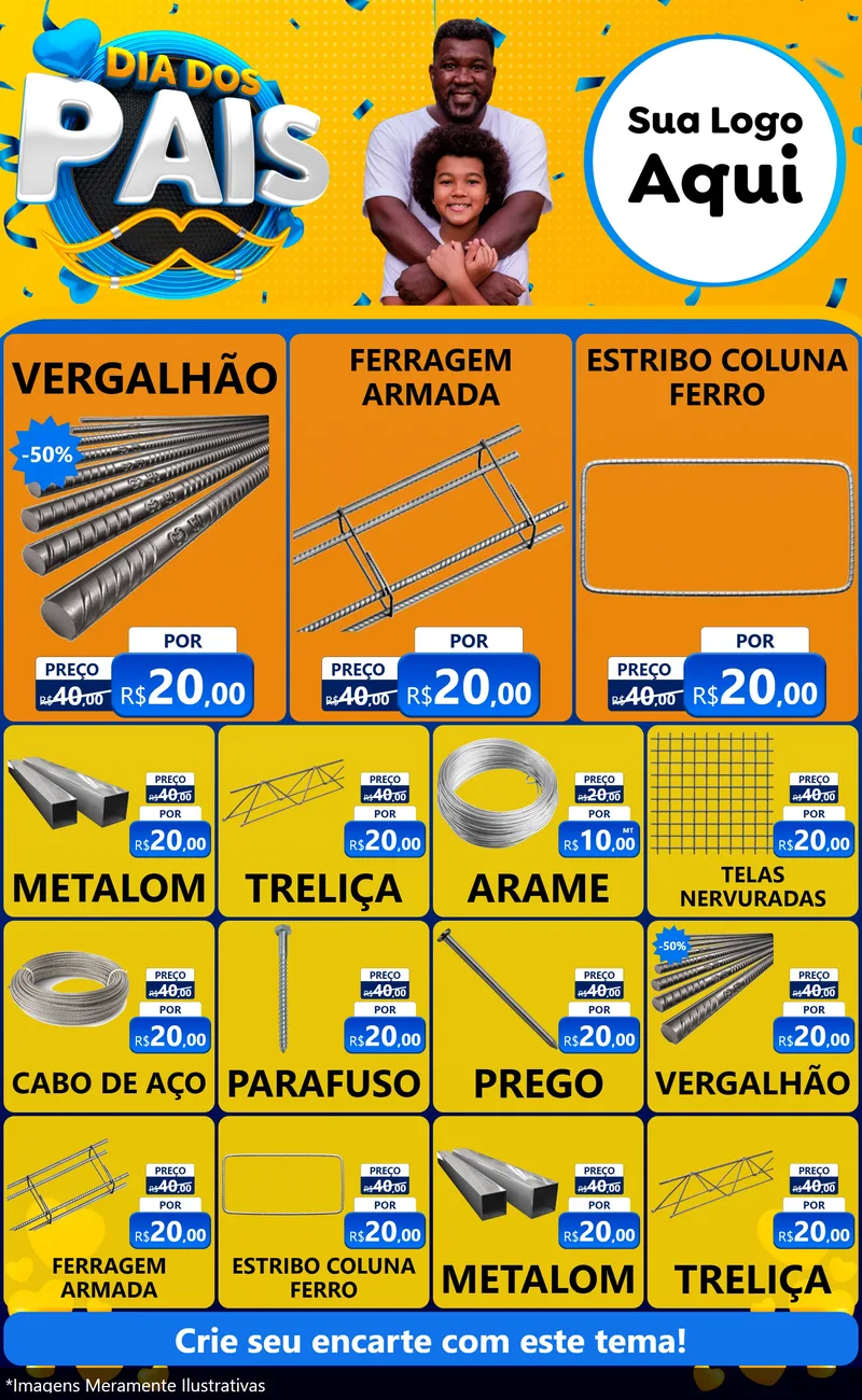 Modelo de Encarte para Encarte Grande com o tema Dia dos Pais para Ferragens