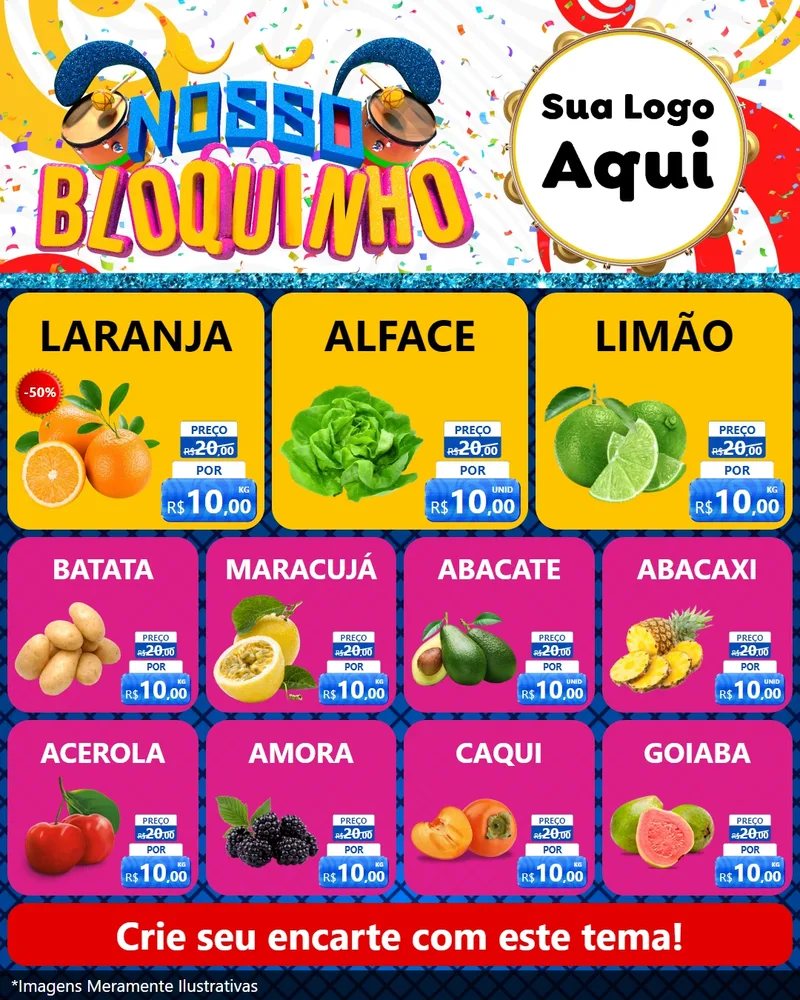 Modelo de Rede Social para Feed Instagram com o tema Nosso Bloquinho para Hortifrúti