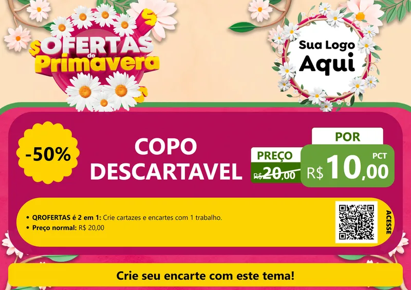 Modelo de Cartaz para Cartaz A4 Horizontal com o tema Ofertas de Primavera para Embalagens