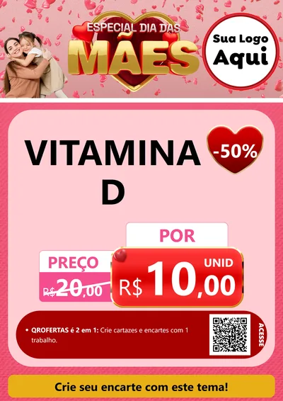 Modelo de Cartaz para Cartaz A4 Vertical com o tema Especial Dia Das Mães para Farmácia