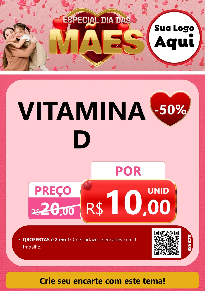 Modelo de Cartaz para Cartaz A4 Vertical com o tema Especial Dia Das Mães para Farmácia