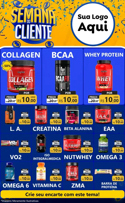 Modelo de Encarte para Encarte Grande com o tema Semana do Cliente para Suplementos alimentares