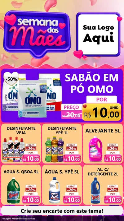 Modelo de Rede Social para Stories com o tema Semana das Mães para Produtos de Limpeza