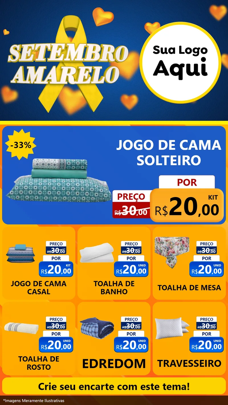 Modelo de Rede Social para Stories com o tema Setembro Amarelo para Cama, Mesa e Banho