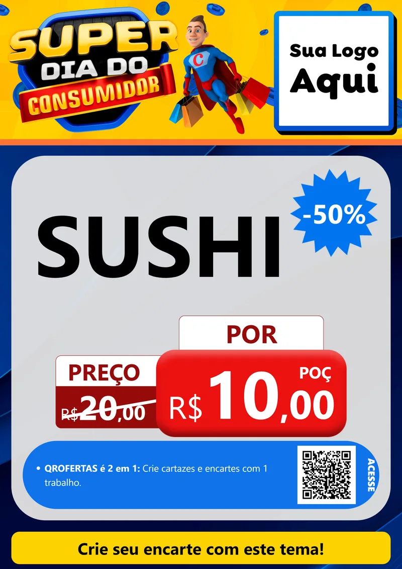 Modelo de Cartaz para Cartaz A4 Vertical com o tema Super Dia do Consumidor para Comida japonesa