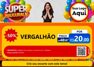 Modelo de Cartaz para Cartaz A4 Horizontal com o tema Super Inauguração para Ferragens