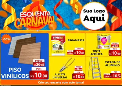 Modelo de Encarte para Encarte A4 Horizontal com o tema Esquenta de Carnaval para Material para Construção