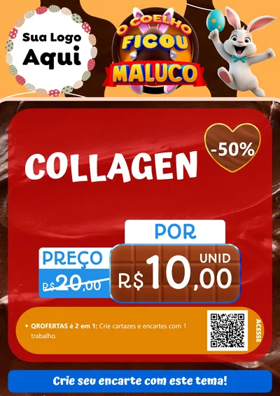 Modelo de Cartaz para Cartaz A4 Vertical com o tema O Coelho Ficou Maluco - Páscoa para Suplementos alimentares