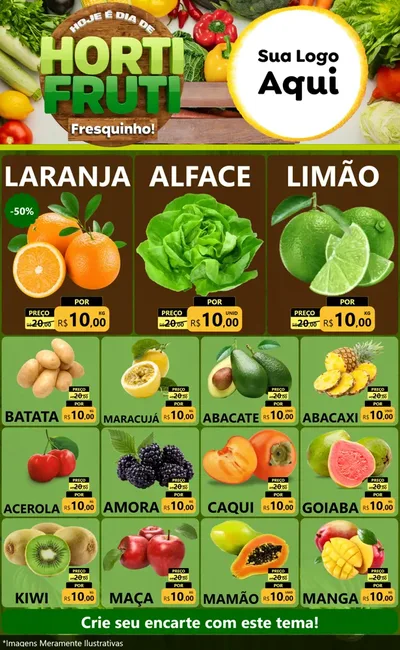 Modelo de Encarte para Encarte Grande com o tema Hoje É Dia De Hortifruti para Hortifrúti