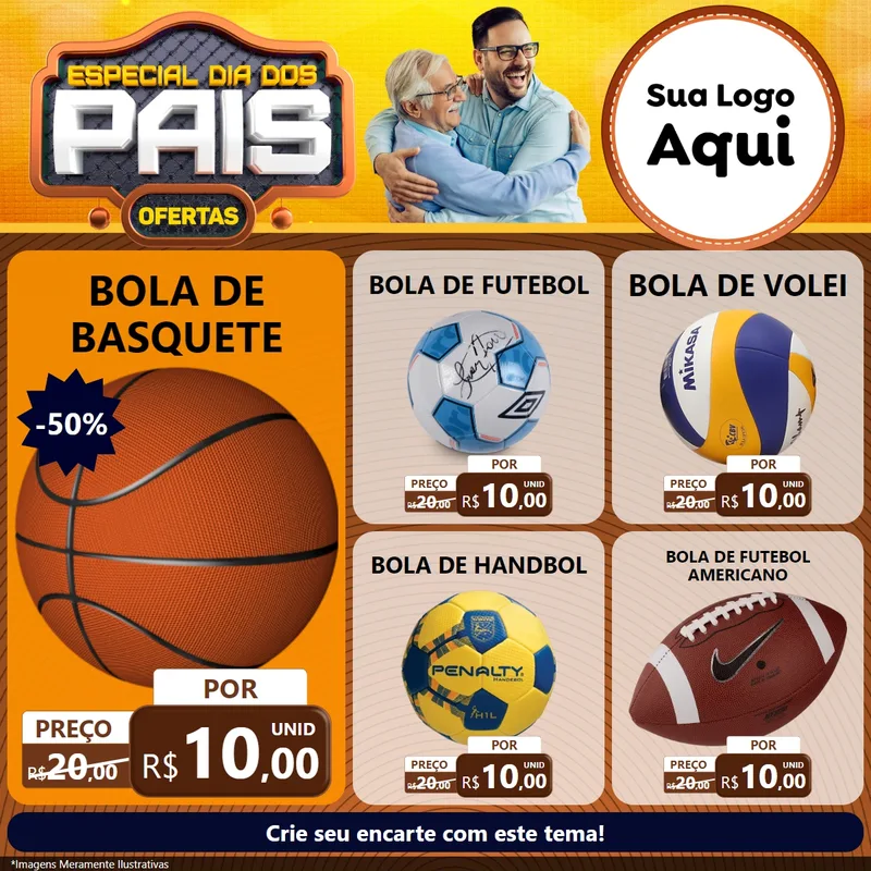 Modelo de Rede Social para Feed Facebook com o tema Especial Dia dos Pais para Artigos Esportivos