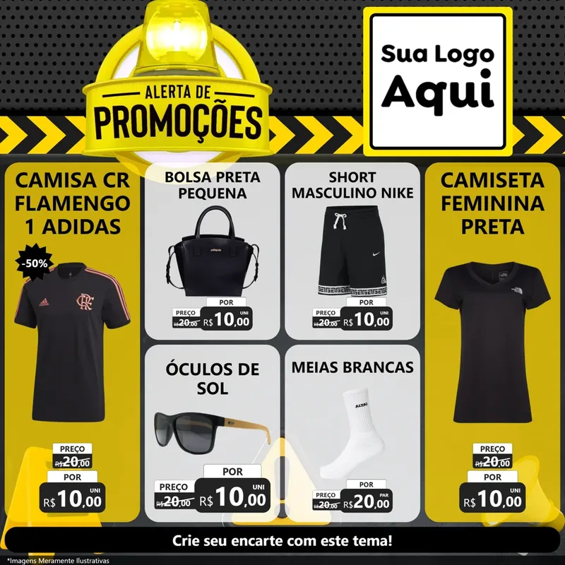 Modelo de Rede Social para Feed Facebook com o tema Alerta de Promoções para Roupas e acessórios