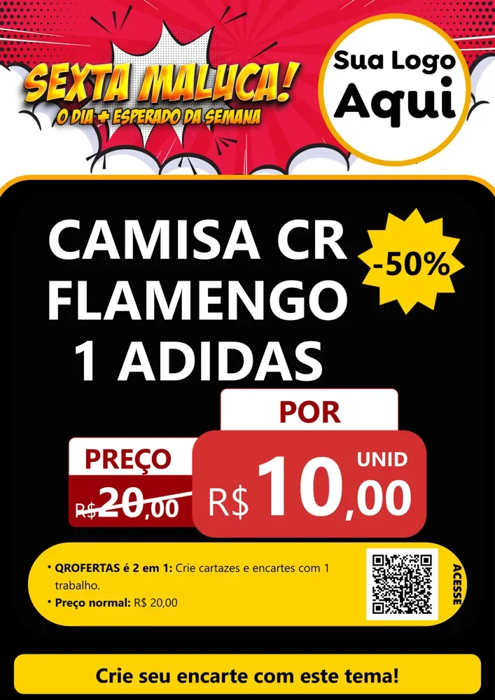 Modelo de Cartaz para Cartaz A4 Vertical com o tema Sexta Maluca! para Roupas e acessórios