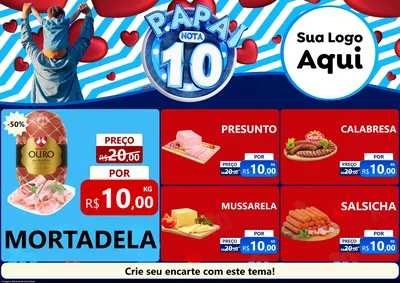 Modelo de Encarte para Encarte A4 Horizontal com o tema Papai Nota 10 para Frios e Laticínios