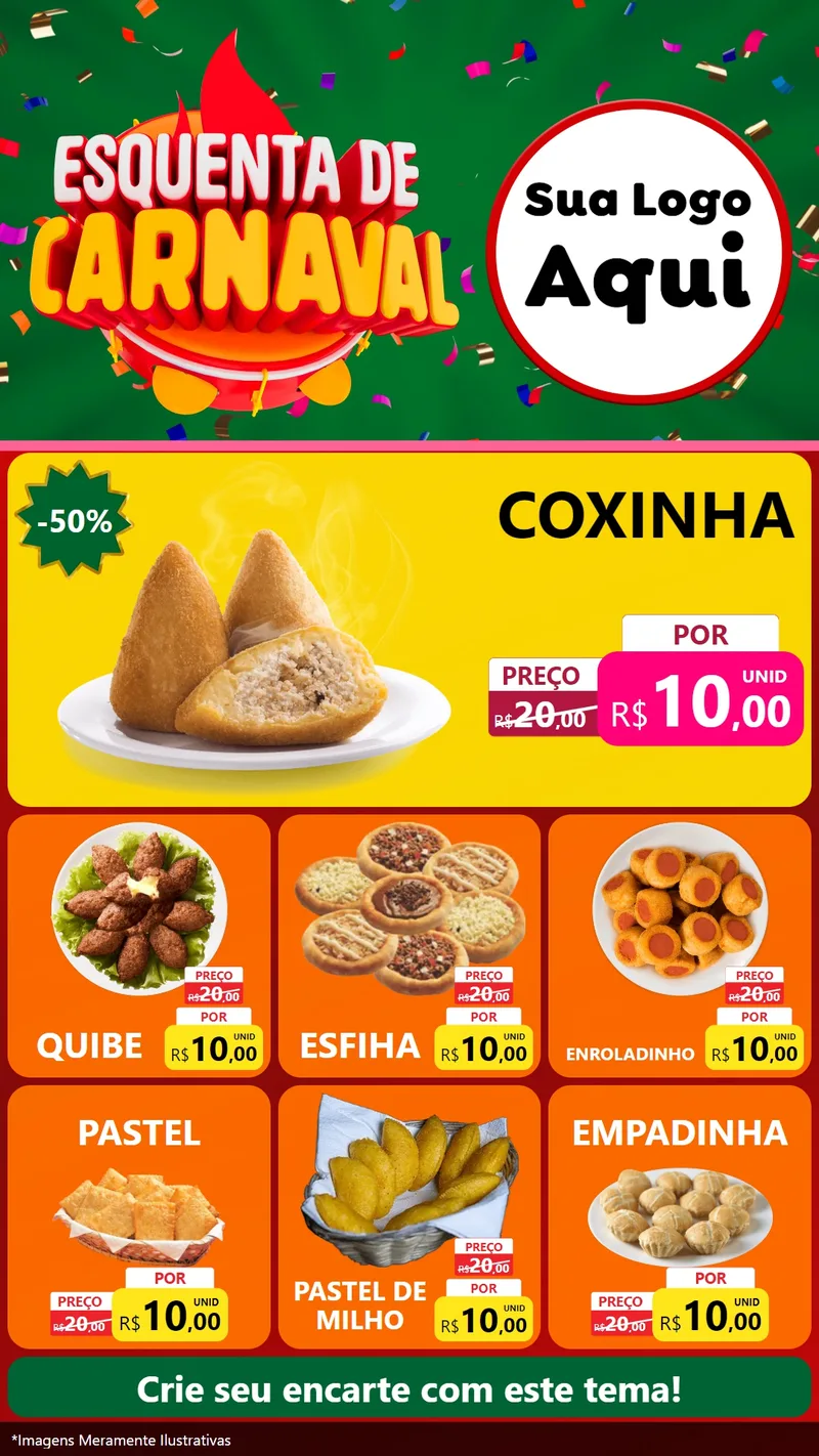 Modelo de Rede Social para Stories com o tema Esquenta de Carnaval para Salgadaria