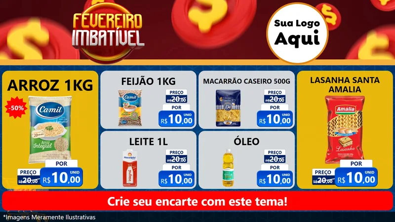 Modelo de TV para TV Horizontal com o tema Fevereiro Imbatível para Supermercado
