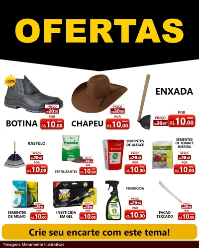 Modelo de Rede Social para Feed Instagram com o tema Ofertas Preto e Vermelho Cartaz para Agropecuária