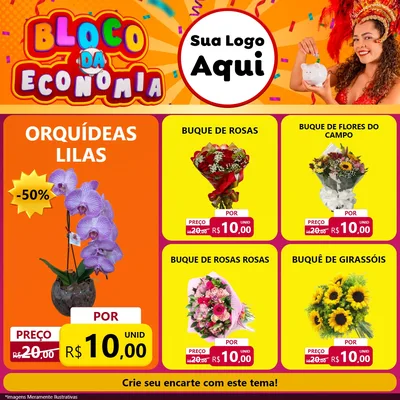 Modelo de Rede Social para Feed Facebook com o tema Bloco da Economia para Floricultura e jardim