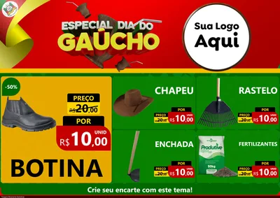 Modelo de Encarte para Encarte A4 Horizontal com o tema Especial Dia do Gaúcho para Agropecuária