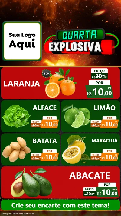 Modelo de TV para TV Vertical com o tema Quarta Explosiva para Hortifrúti
