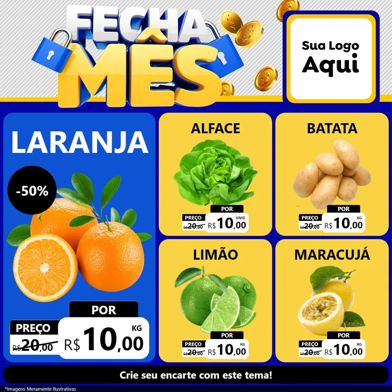 Modelo de Rede Social para Feed Facebook com o tema Fecha Mês para Hortifrúti