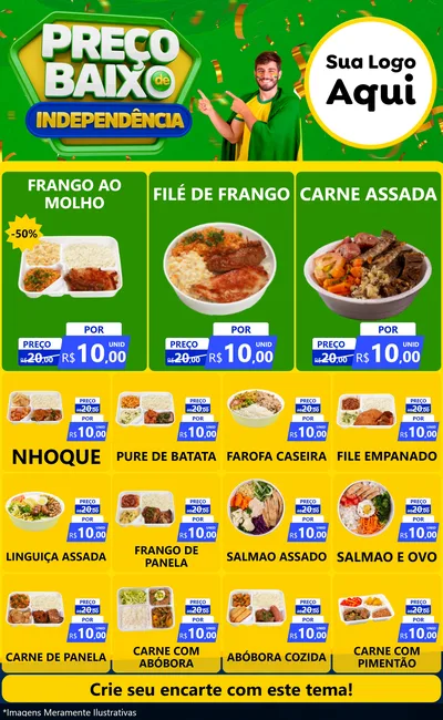 Modelo de Encarte para Encarte Grande com o tema Preço Baixo de Independência para Restaurante