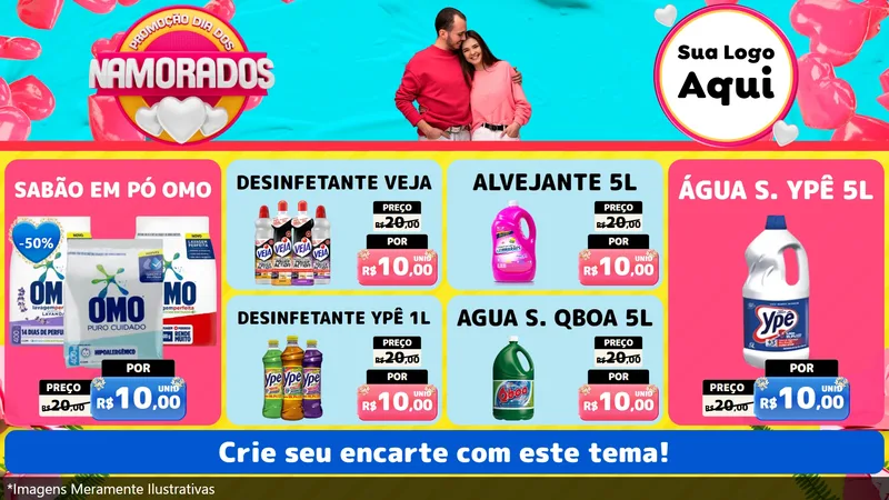 Modelo de TV para TV Horizontal com o tema Promoção Dia dos Namorados para Produtos de Limpeza