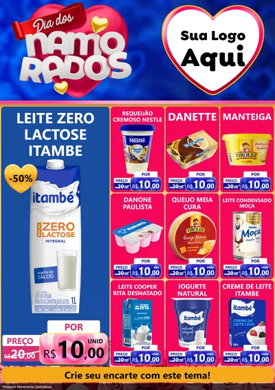 Modelo de Encarte para Encarte A4 Vertical com o tema Dia dos namorados para Frios e Laticínios