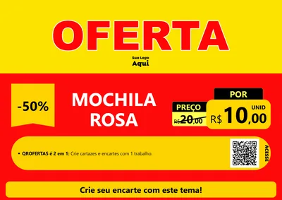Modelo de Cartaz para Cartaz A4 Horizontal com o tema OFERTA - Vermelho Cartaz para Papelaria
