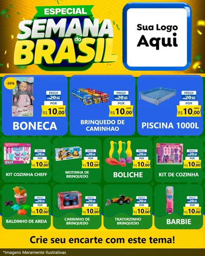 Modelo de Rede Social para Feed Instagram com o tema Especial Semana do Brasil para Brinquedos