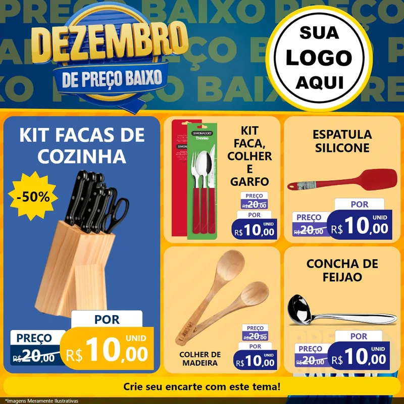 Modelo de Rede Social para Feed Facebook com o tema Dezembro de Preço Baixo para Utilidades Domésticas