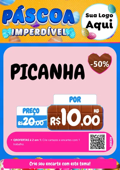 Modelo de Cartaz para Cartaz A4 Vertical com o tema Páscoa Imperdível para Açougue
