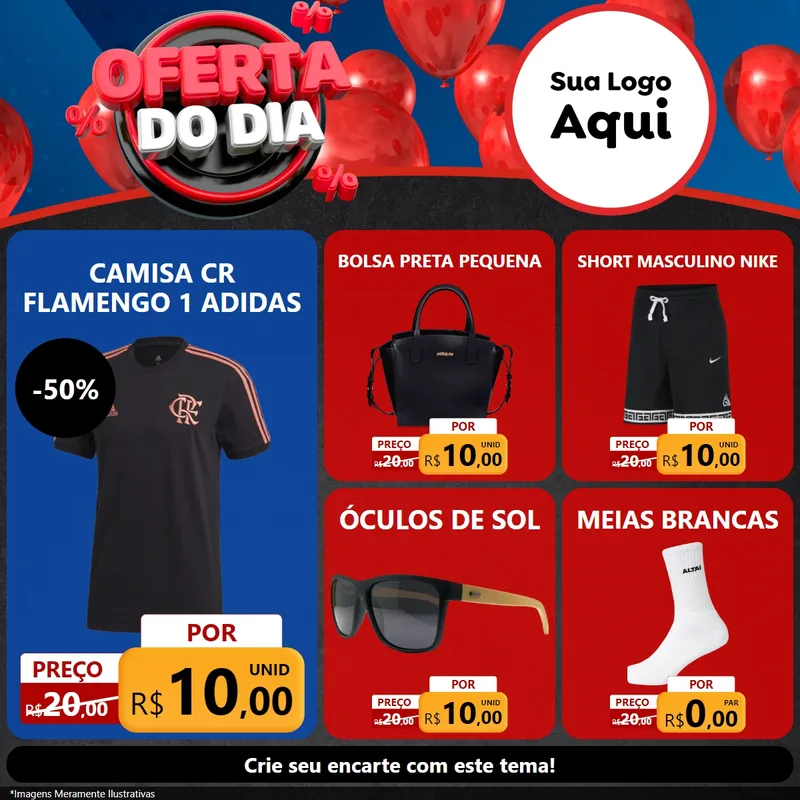 Modelo de Rede Social para Feed Facebook com o tema Oferta do Dia para Roupas e acessórios