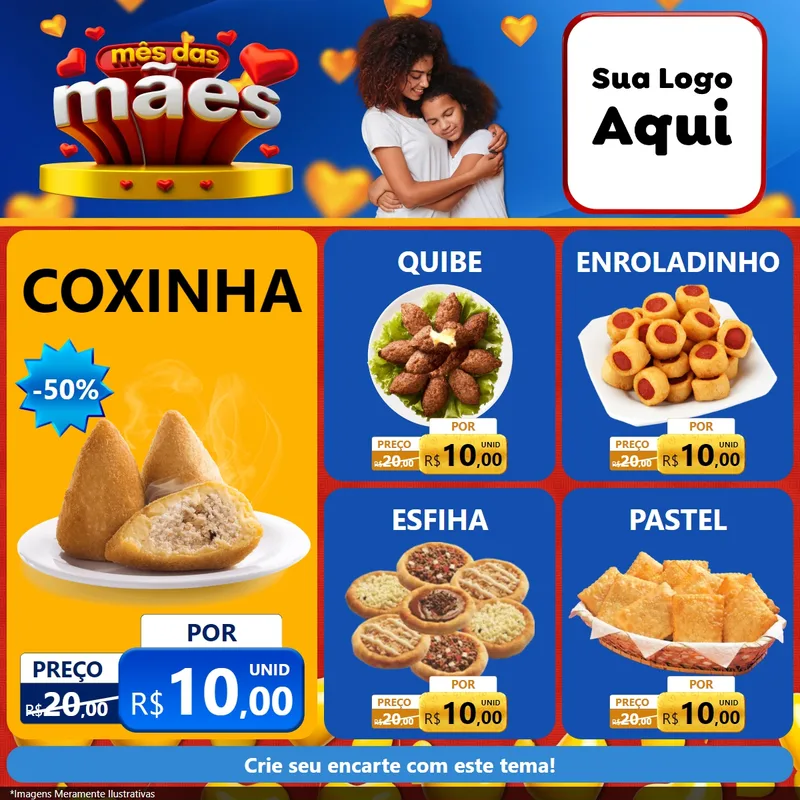 Modelo de Rede Social para Feed Facebook com o tema Mês das Mães para Salgadaria
