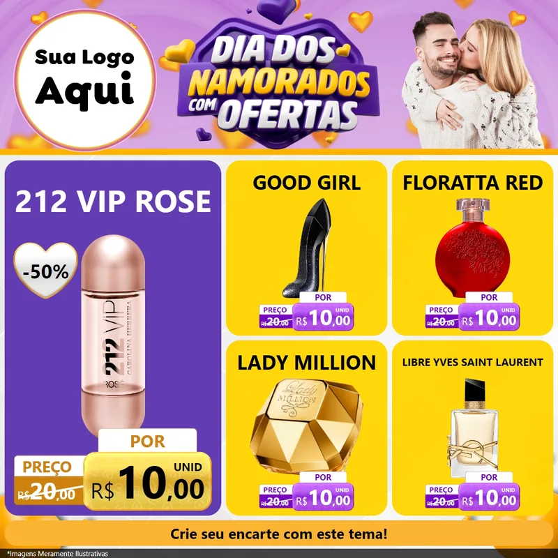 Modelo de Rede Social para Feed Facebook com o tema Dia Dos Namorados Com Ofertas para Perfumes