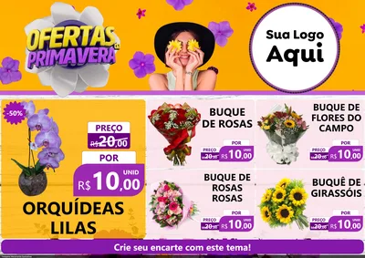 Modelo de Encarte para Encarte A4 Horizontal com o tema Ofertas Da Primavera para Floricultura e jardim