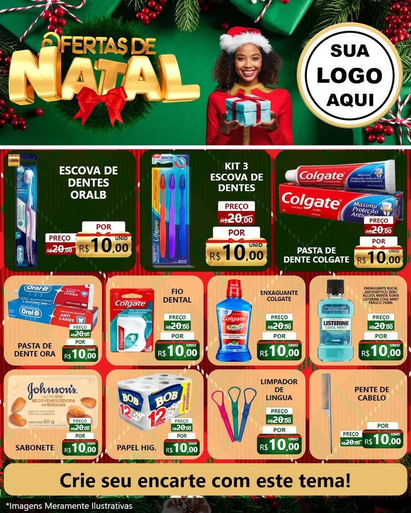 Modelo de Rede Social para Feed Instagram com o tema Ofertas de Natal para Higiene Pessoal