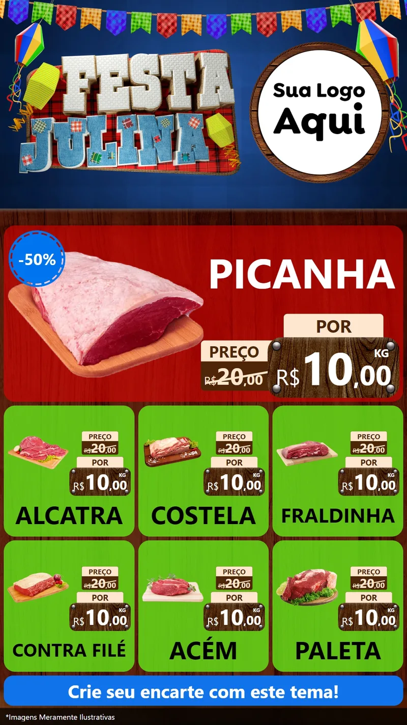 Modelo de Rede Social para Stories com o tema Festa Julina para Açougue