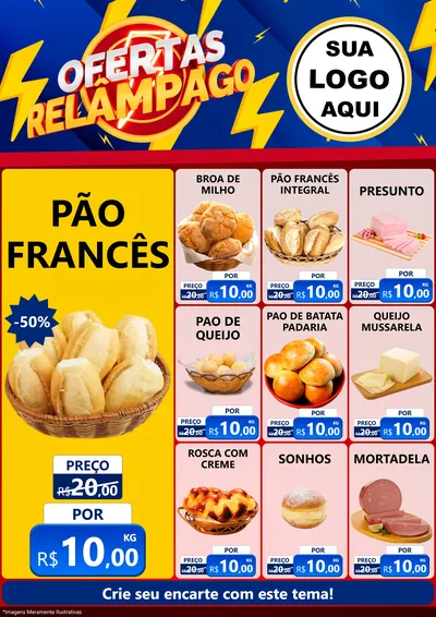 Modelo de Encarte para Encarte A4 Vertical com o tema Ofertas Relâmpago para Padaria