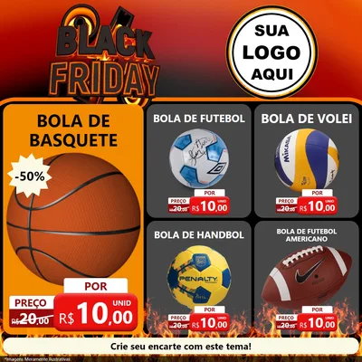 Modelo de Rede Social para Feed Facebook com o tema Black Friday para Artigos Esportivos