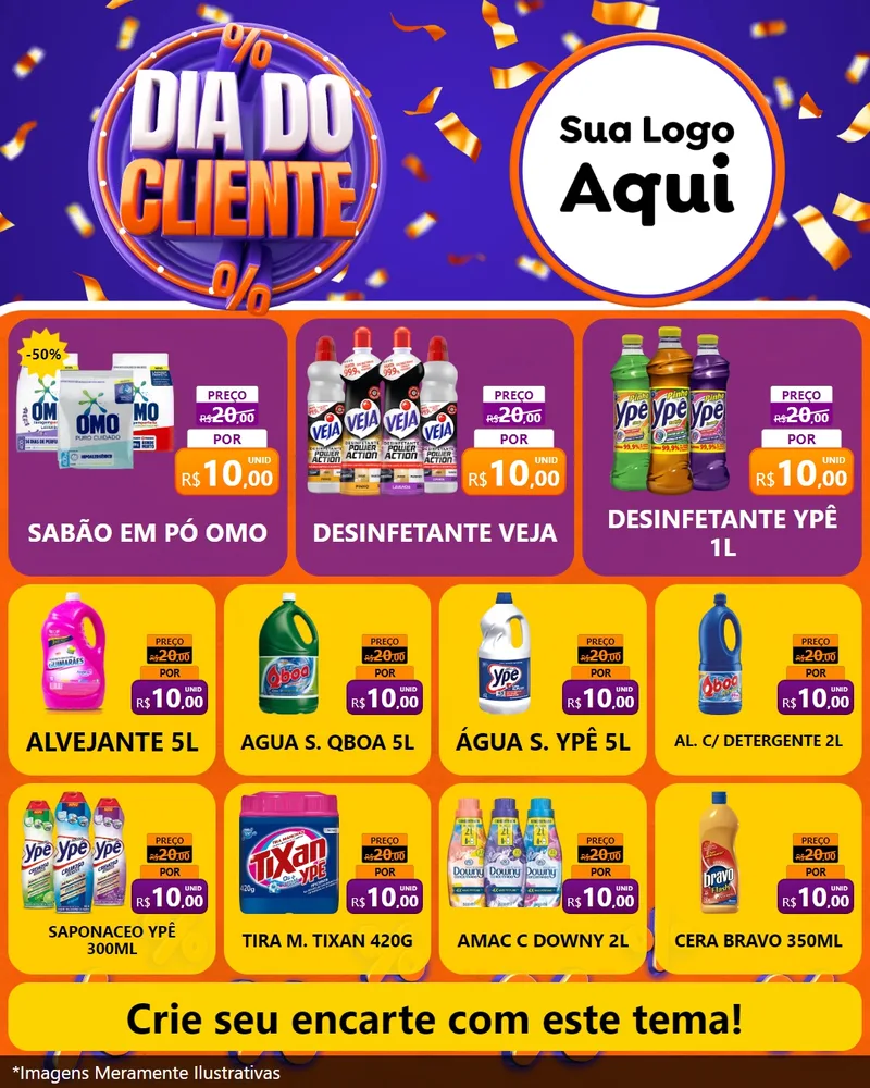 Modelo de Rede Social para Feed Instagram com o tema Dia do Cliente para Produtos de Limpeza