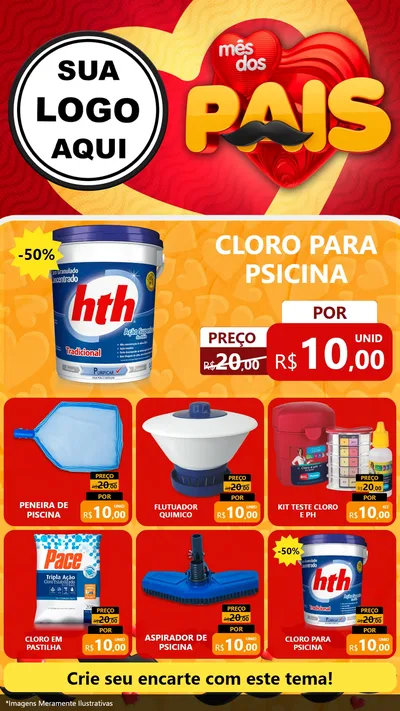 Modelo de Rede Social para Stories com o tema Mês Dos Pais para Produtos para Piscina